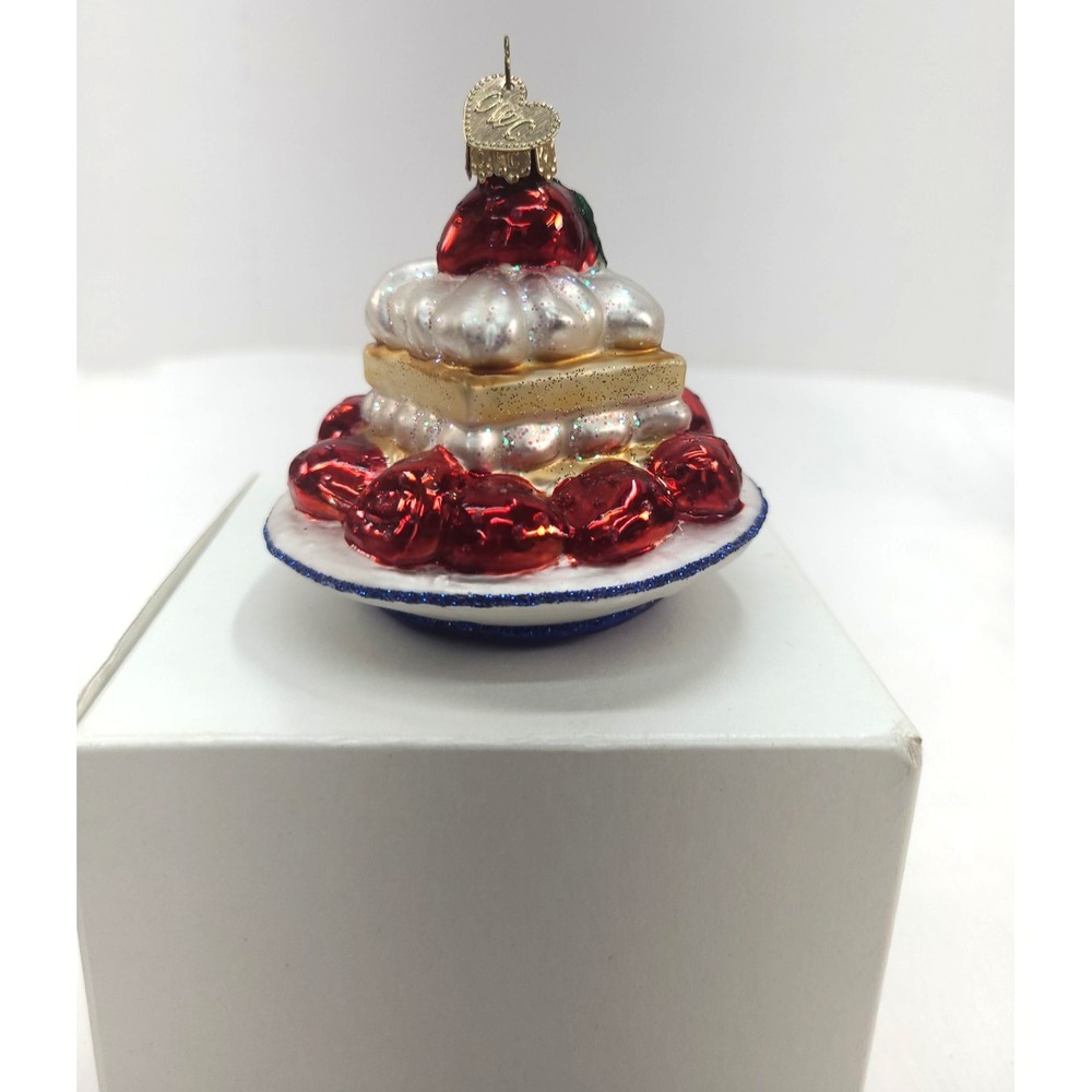 2011 Old World Christmas Molded Mouth Blown Glass Strawberry Shortcake Ornaments